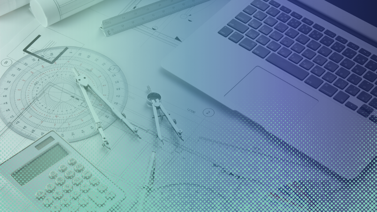 Architectural tools, laptop on desk