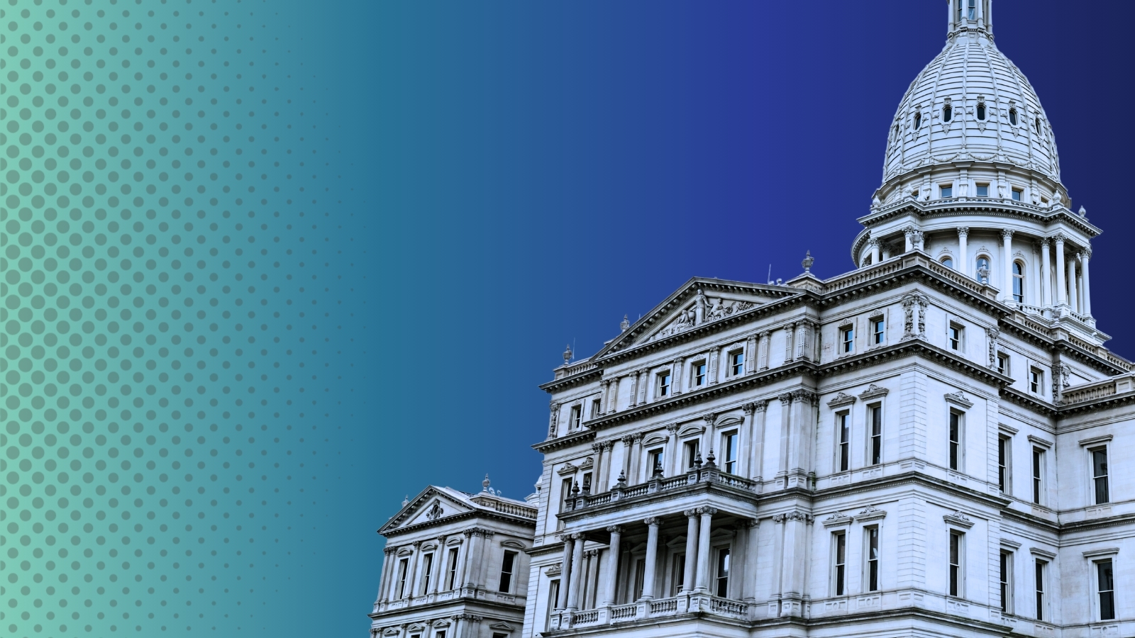Graphic showing the Michigan Capitol building